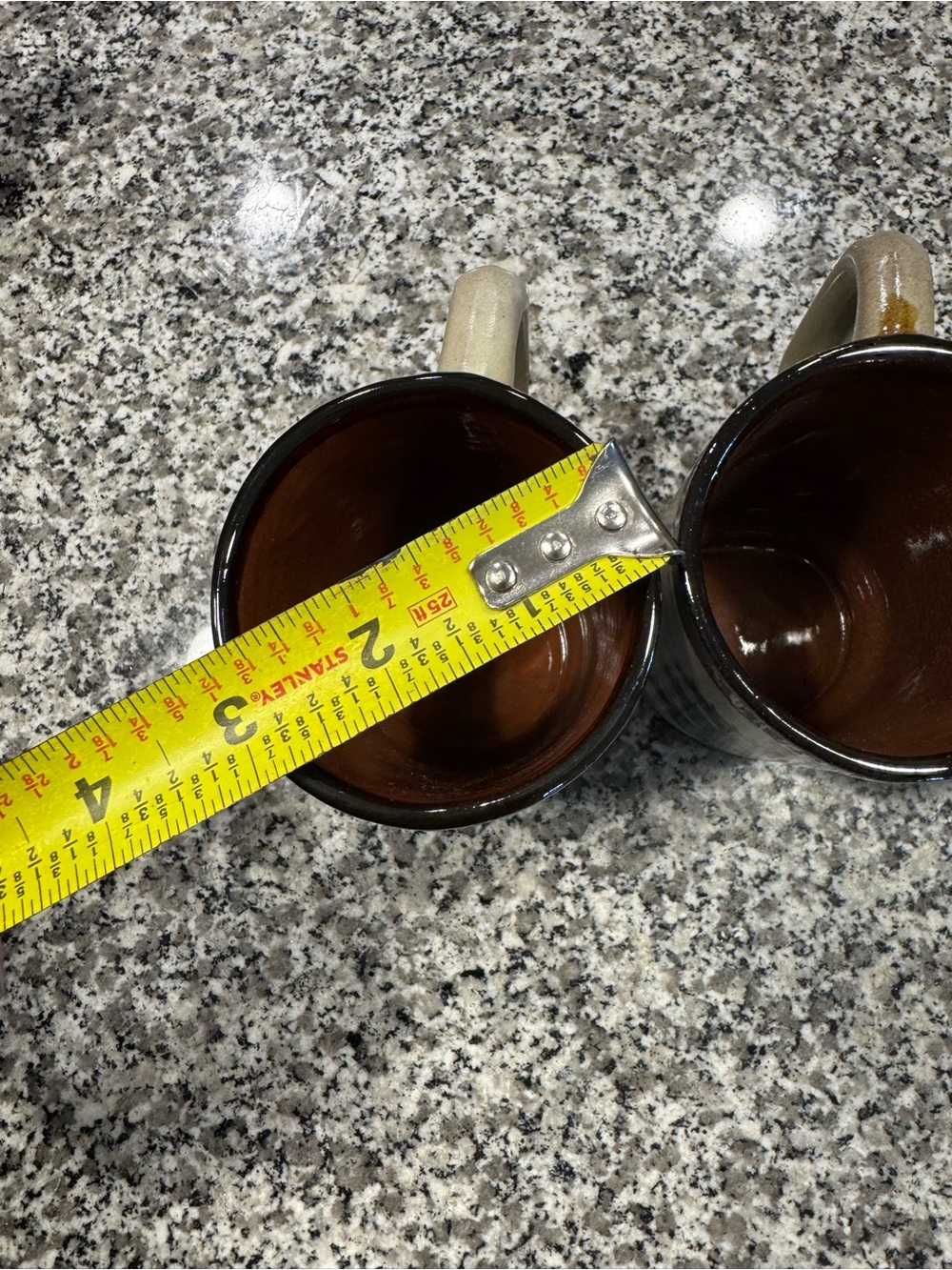Hand-Painted Ceramic Shot Glasses - Brown Interior with Gray Exterior - Picture 3 of 4